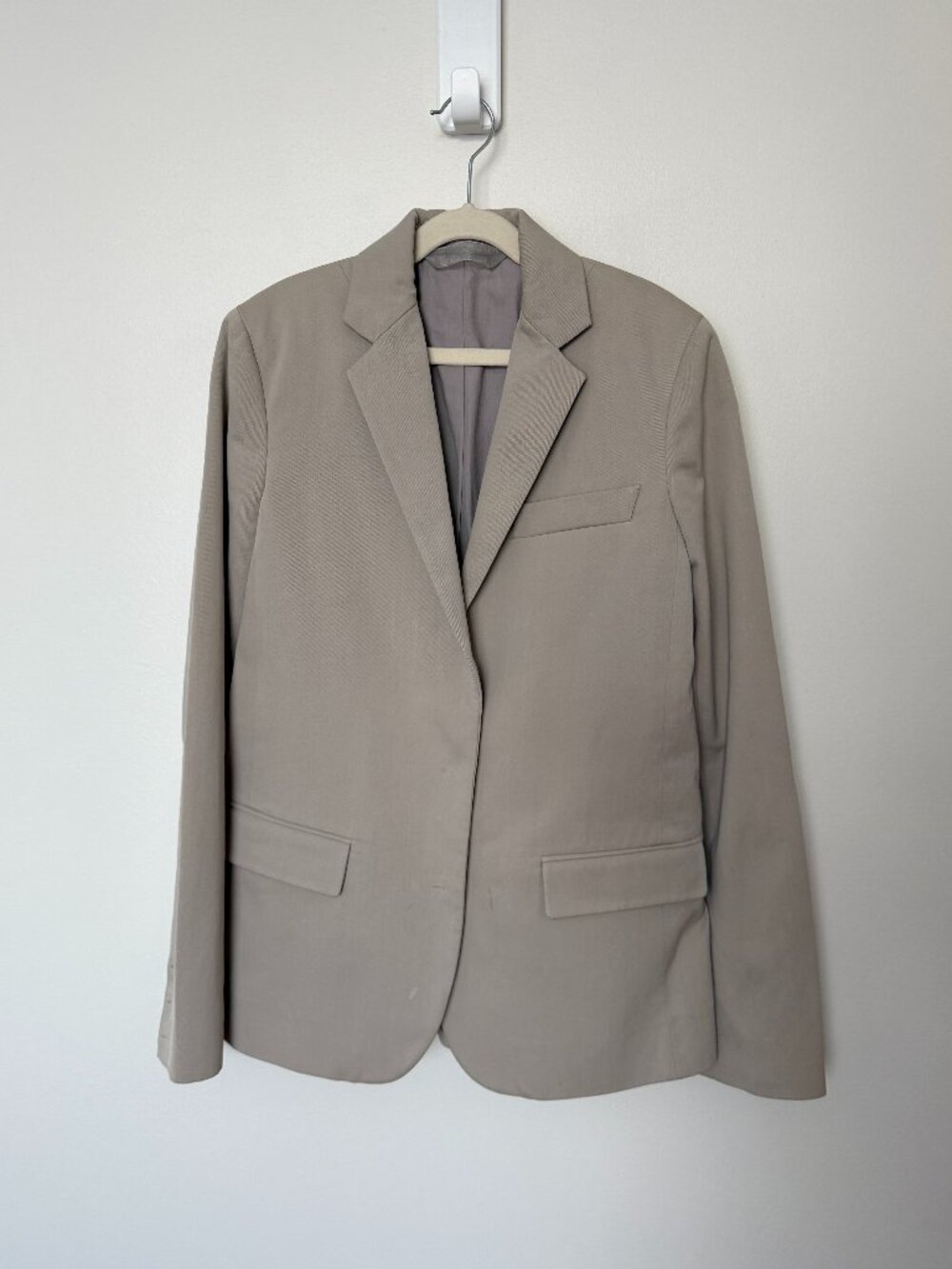 REED KRAKOFF II Made in Italy II 100% Cotton II Lined Taupe Blazer (sz 2, S/XS)